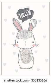 cute bunny illustration for apparel or other uses,in vector. 