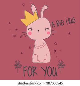 Cute bunny illustration for apparel or other uses,in vector. 