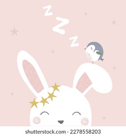 cute bunny illustration artwork design for kids baby tee