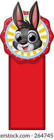Cute bunny illustration on a vibrant bookmark