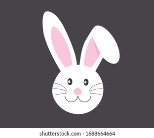 cute bunny illustration with cute pink ear 