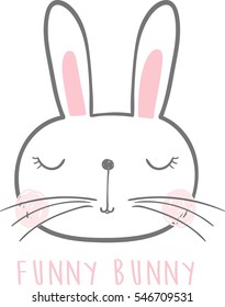 cute bunny illustration with slogan