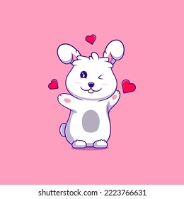 cute bunny illustration suitable for mascot sticker and t-shirt design