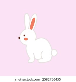 Cute bunny illustration symbol of Easter. Hand Drawn Cute Bunny isolated on white background. 
