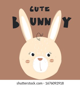 Cute bunny illustration vector design for kids tee