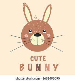 Cute bunny illustration vector design for kids tee