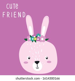 cute bunny illustration vector for kids tee