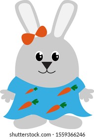 Cute bunny, illustration, vector on white background.