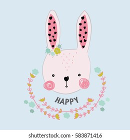 cute bunny illustration vector for print