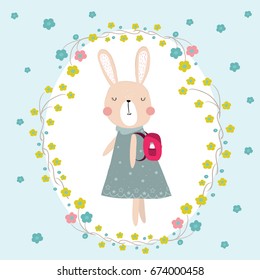 cute bunny illustration vector for print