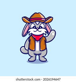 cute bunny illustration wearing cowboy clothes