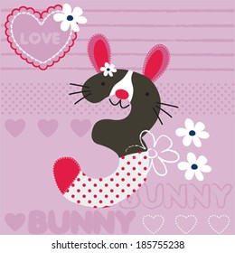 cute bunny invitation card vector illustration