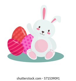 Cute bunny isolated. Happy Easter design. Vector illustration
