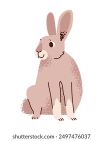 Cute bunny isolated on white background. Forest herbivorous rodent hare. Flat vector illustration.