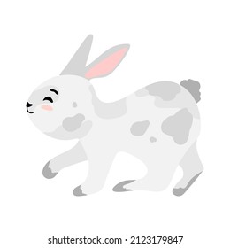 Cute Bunny isolated vector Illustration. Happy Easter design. Grey rabbit in cartoon style for baby t-shirt print, fashion print design, kids wear, baby shower celebration greeting and invitation card