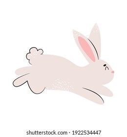 cute bunny jumping over white background, colorful design, vector illustration