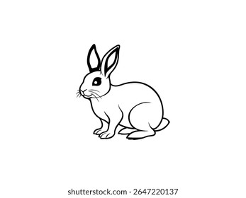 Cute bunny line art vector – perfect for Easter, kids crafts, nursery decor, stickers, coloring pages, tattoos, and Cricut cut files. Clean and scalable design