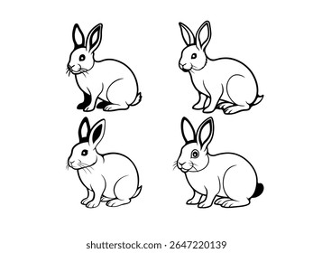 Cute bunny line art vector – perfect for Easter, kids crafts, nursery decor, stickers, coloring pages, tattoos, and Cricut cut files. Clean and scalable design