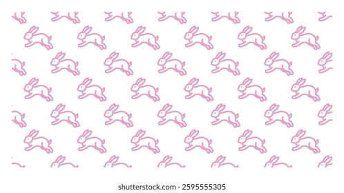 Cute bunny line seamless pattern