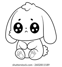 Cute bunny looks sad, for coloring