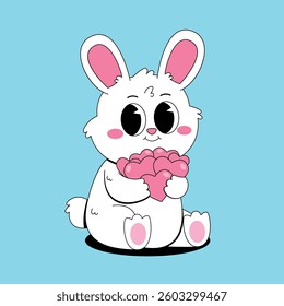 Cute bunny with love cartoon