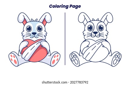 cute bunny love with coloring pages suitable for kids