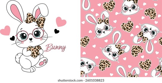 cute bunny love design shirt