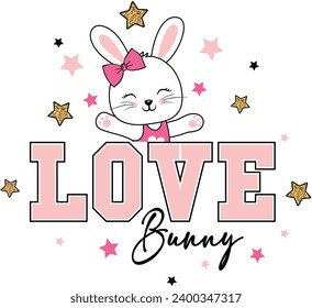 cute bunny love graphic tees for girl design