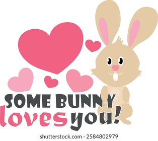 Cute Bunny Love Vector Illustration