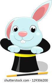 cute bunny with magician hat