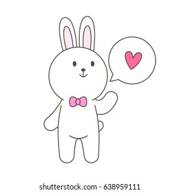 Cute bunny mascot cartoon isolated vector illustration