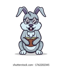Cute bunny mascot education and school related design
