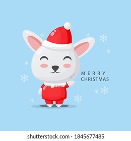 Cute bunny mascot wishes you a Merry Christmas