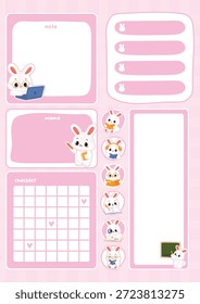 Cute Bunny Memo Checklist Hinweise und Label