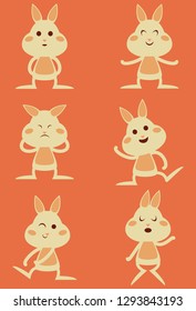 Cute bunny multiple poses editable vector illustration