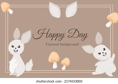 cute bunny with mushroom template background