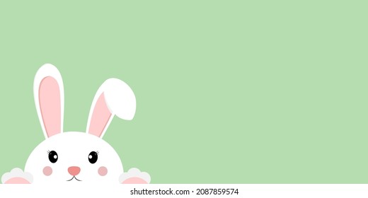 Cute bunny on a green background. Easter bunny. Vector illustration