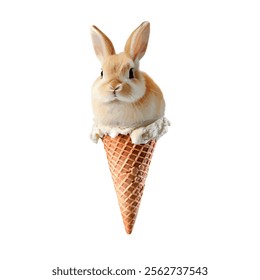 Cute Bunny on Ice Cream Cone Graphic Vector