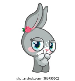 Cute Bunny on March 8. Postcard can be used for your design, children's books, coloring books.