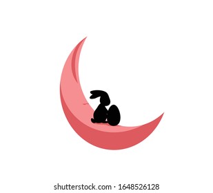 Conejo lunar, personaje de conejo y huevo