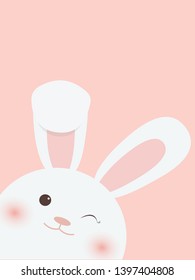 Cute bunny on pink background. 