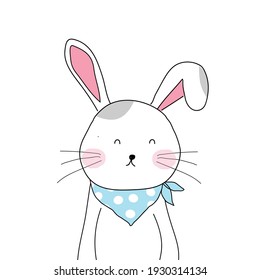 cute bunny on white background.