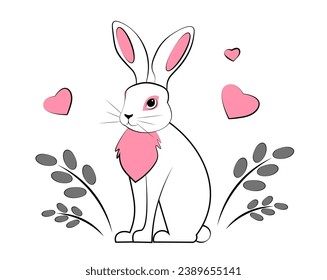 Cute bunny on white background