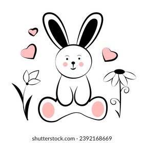 Cute bunny on white background