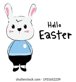 Cute bunny on white background.vector illustration.