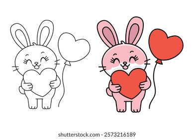 Cute Bunny Outline Coloring Page Design