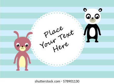 cute bunny and panda message card