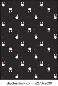 Cute bunny pattern for apparel or other uses,in vector. 