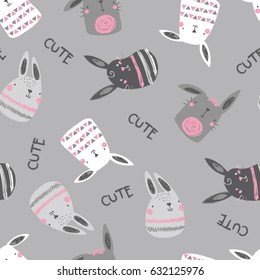 cute bunny pattern for baby fashion print