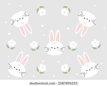  cute bunny pattern with flowers